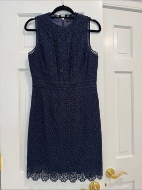 Forever New Navy Crochet Midi Dress